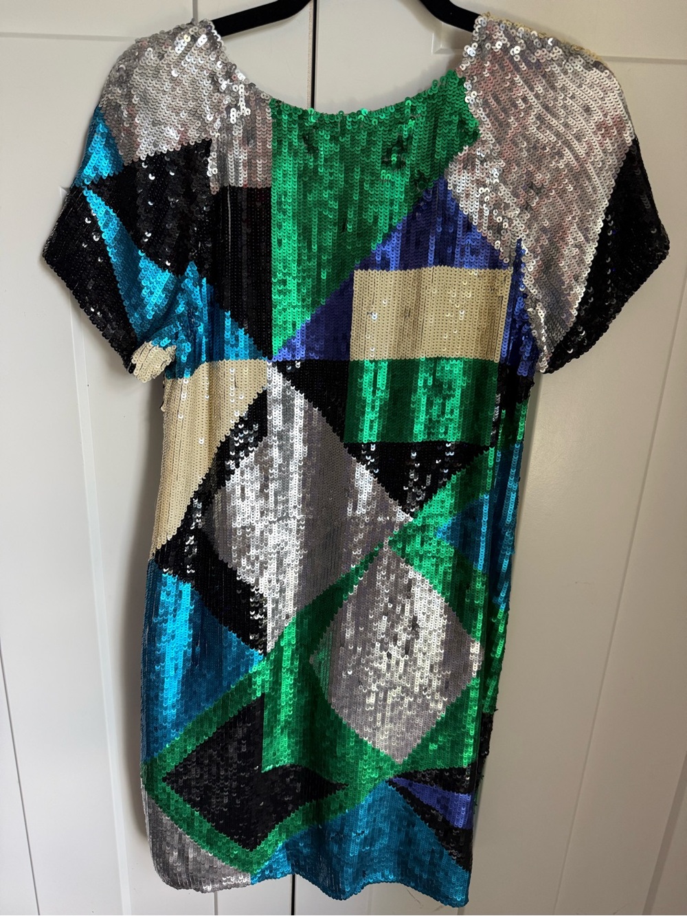 Catherine Malandrino Gold, Green & Black Sequin Dress, like new size 10. - Picture 4 of 6
